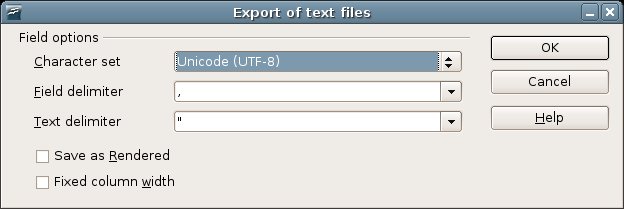 schermata selezione parametri per testo csv