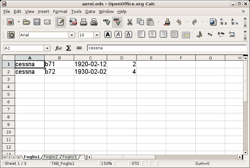 OpenOffice Calc screenshot