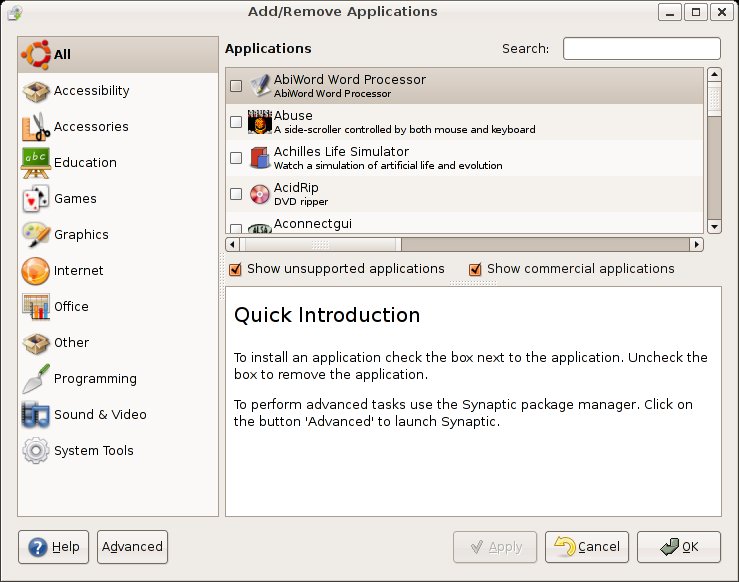 Il programma base per la installazione di nuove applicazioni